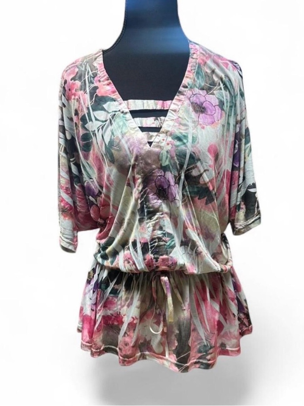 Y2K Fairycore Floral Peplum Top 💗 Cinched Waist Cutout Neckline Soft Girl Boho